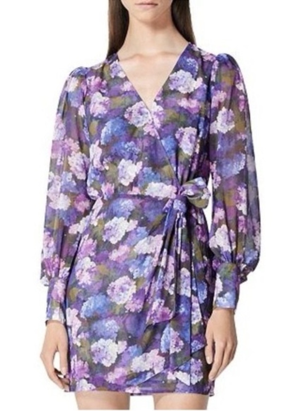 The Kooples Sz 8 Purple Floral Feminine Date Wedding Short Dress